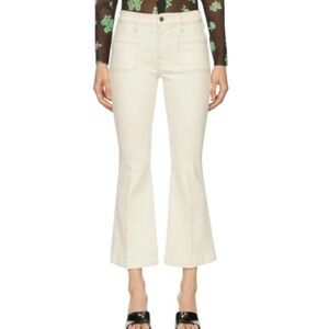 Frame Le Bardot Cropped Flare Leg Jean 27P Cream Denim